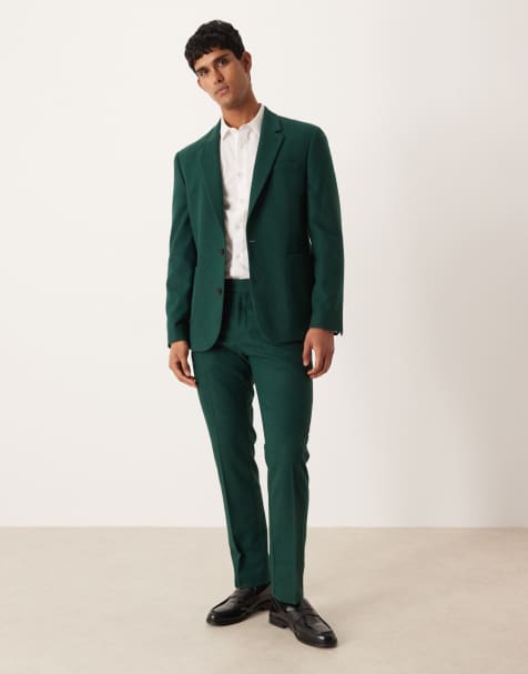 ASOS DESIGN - Abito slim in lana color verde scuro - view 1