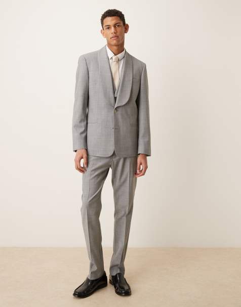 ASOS DESIGN - Abito slim in misto lana grigio mélange - view 1