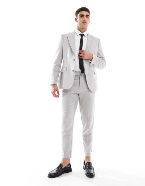 ASOS DESIGN - Abito slim in misto lana grigio - view 1