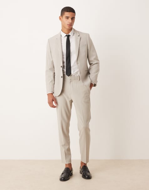 ASOS DESIGN - Abito slim in twill color pietra - view 1