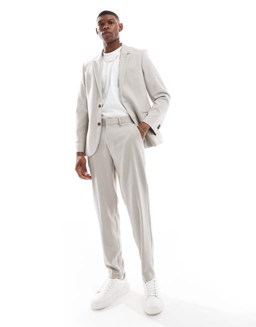ASOS DESIGN - Abito slim in twill color pietra