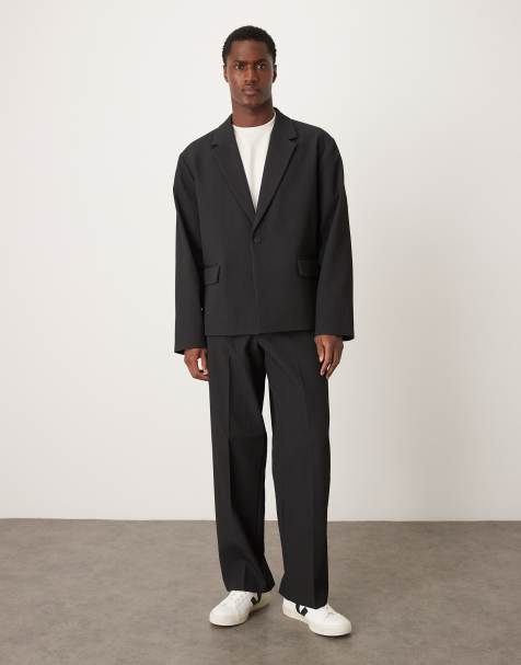 ASOS DESIGN - Abito squadrato nero in tessuto a coste - view 1