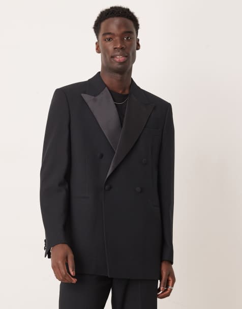 ASOS DESIGN - Abito stile smoking vestibilità comoda nera effetto lino - view 1