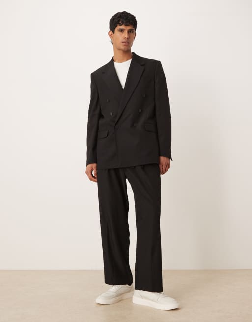 ASOS DESIGN - Abito taglio comodo nero con spalle squadrate