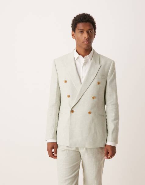 ASOS DESIGN - Abito vestibilità classica doppiopetto in misto lino verde menta - view 1