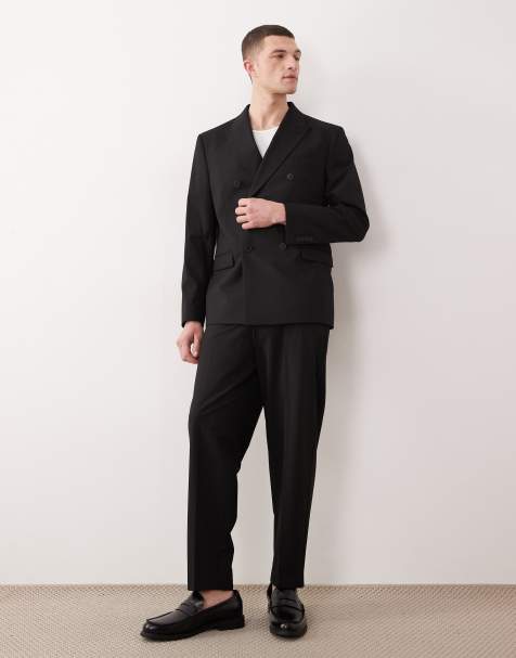 ASOS DESIGN - Abito vestibilità classica doppiopetto in twill nero - view 1