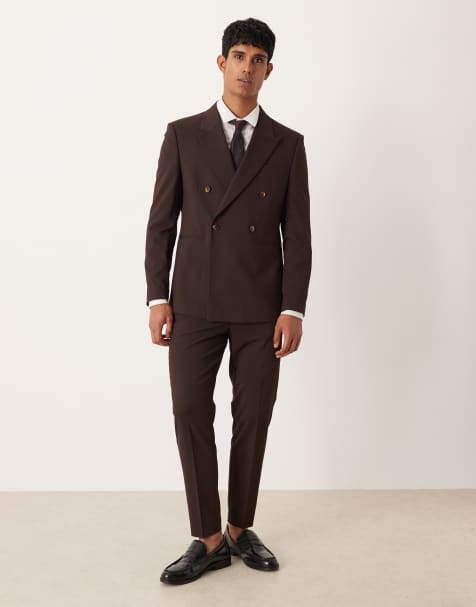 ASOS DESIGN - Abito vestibilità classica doppiopetto marrone - view 1
