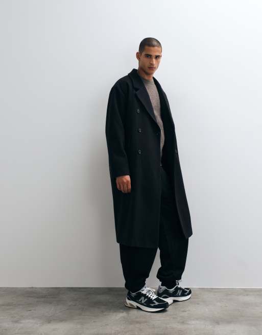 ASOS DESIGN - abrigo extragrande efecto lana en negro, 3 de 5