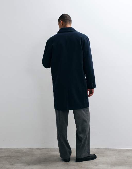 ASOS DESIGN - abrigo largo efecto lana en azul marino, 5 de 5