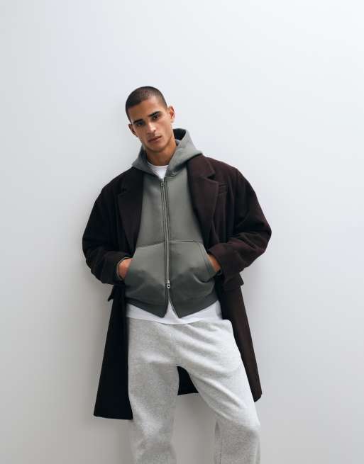 ASOS DESIGN - abrigo largo efecto lana marrón, 2 de 5