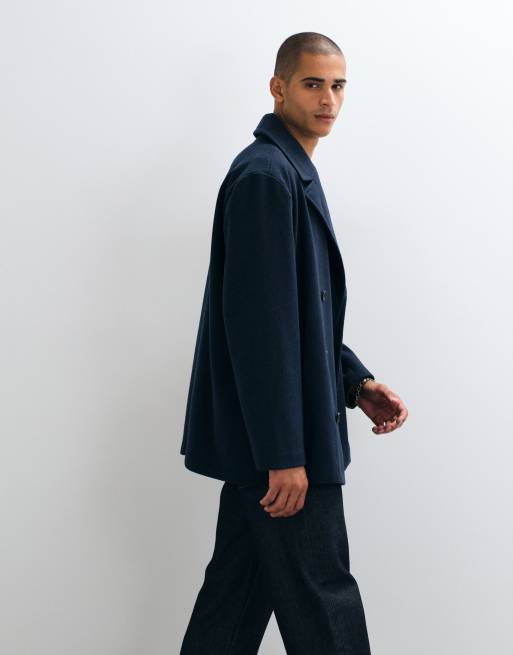 ASOS DESIGN - abrigo marinero efecto lana en azul marino, 4 de 5