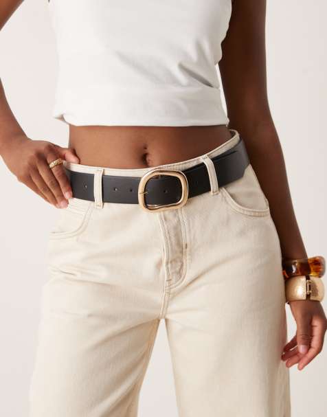 ASOS DESIGN abstract buckle waist and hip jeans belt in black - view 1