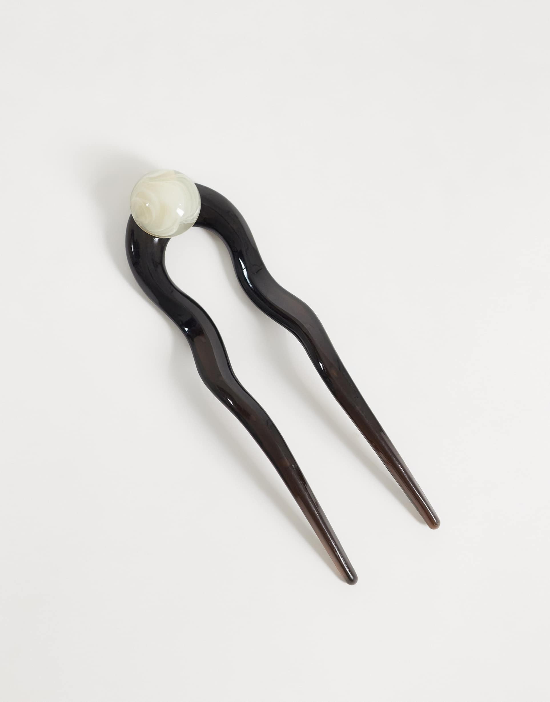 asos design abstract french hair pin in brown resin