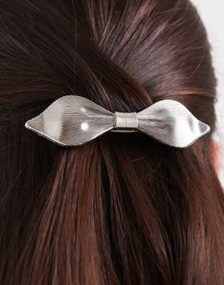 ASOS DESIGN ASOS DESIGN abstract hair bow barrette clip in silver tone