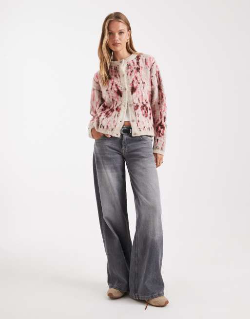 ASOS DESIGN abstract pattern crew neck cardigan