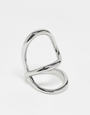 ASOS DESIGN abstract ring with minimalist design in silver tone
