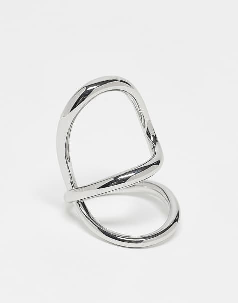 ASOS DESIGN abstract ring with minimalist design in silver tone - view 1