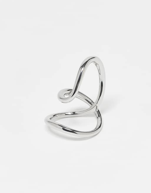 ASOS DESIGN abstract ring with minimalist design in silver tone