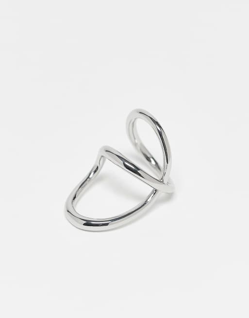 ASOS DESIGN abstract ring with minimalist design in silver tone