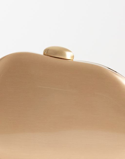 ASOS DESIGN - Abstracte hardbox clutch met crossbody bandje in goud, 2 van 4