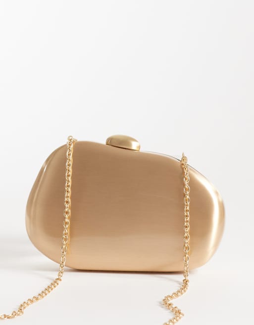 ASOS DESIGN - Abstracte hardbox clutch met crossbody bandje in goud, 4 van 4