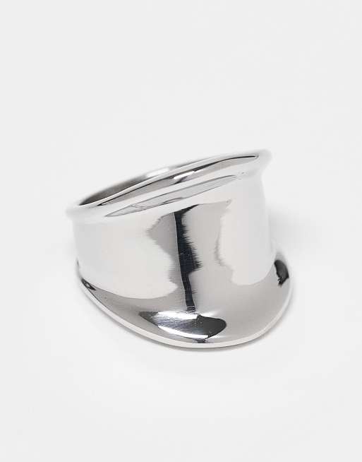 ASOS DESIGN - Abstracte ring van waterbestendig roestvrij staal in zilverkleur, 2 van 3