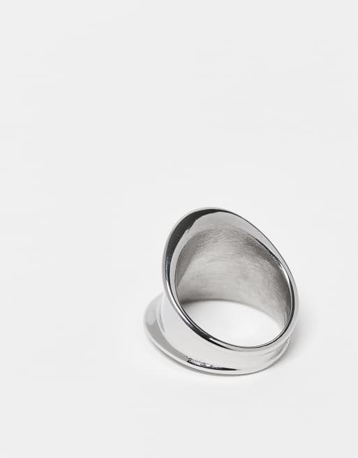 ASOS DESIGN - Abstracte ring van waterbestendig roestvrij staal in zilverkleur, 3 van 3