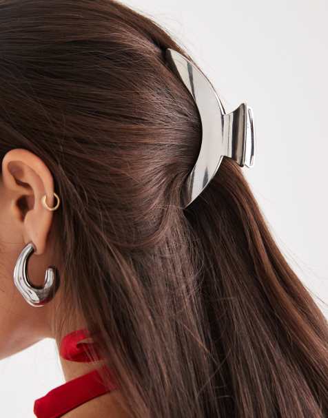 ASOS DESIGN – Abstrakcyjna metalowa klamra do włosów w srebrnym kolorze - view 1