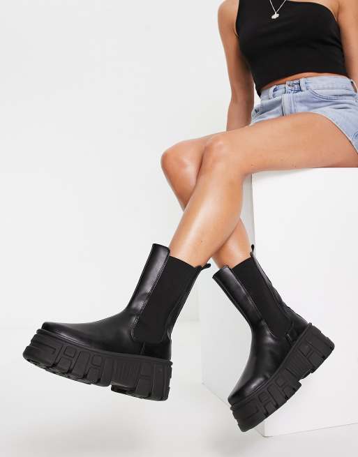 ASOS DESIGN – Acclaim – Svarta grova chelseaboots