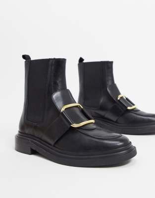 black leather ankle boots asos