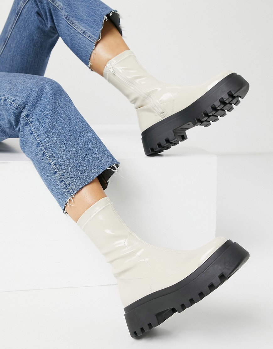 Asos Design Ace Chunky Sock Boots In White