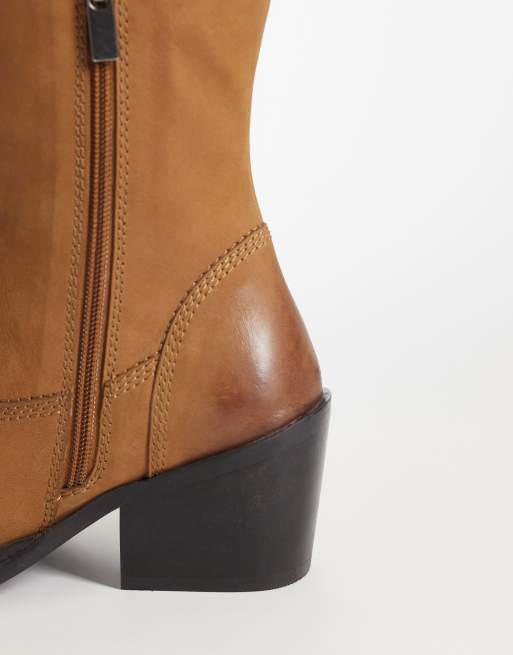 ASOS DESIGN – Ace – Hochwertige Ankle-Boots im Western-Stil aus geöltem Leder in Hellbraun, 3 von 4