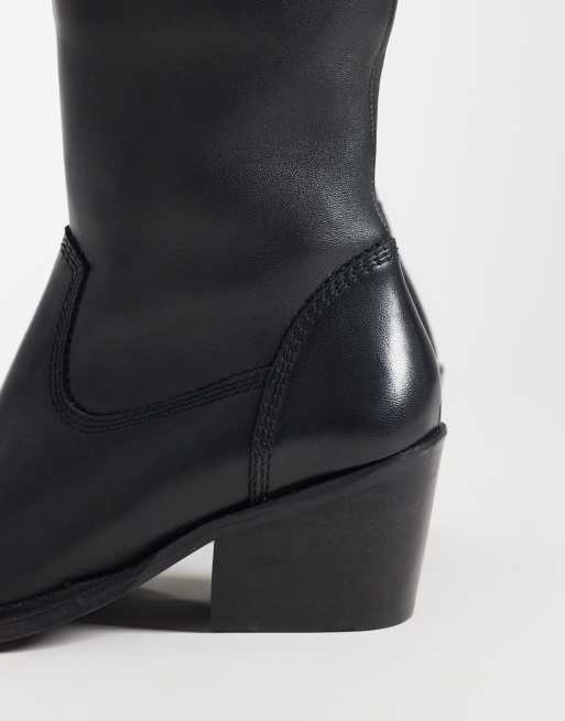 ASOS DESIGN – Ace – Hochwertige Ankle-Boots im Western-Stil aus Leder in Schwarz, 3 von 4