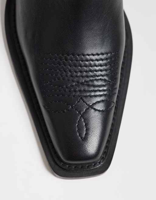 ASOS DESIGN – Ace – Hochwertige Ankle-Boots im Western-Stil aus Leder in Schwarz, 4 von 4