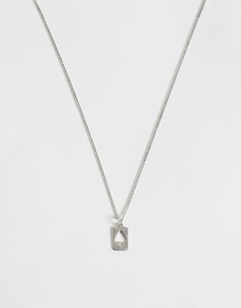 ASOS DESIGN ace of spades playing card pendant necklace in silver - view 1