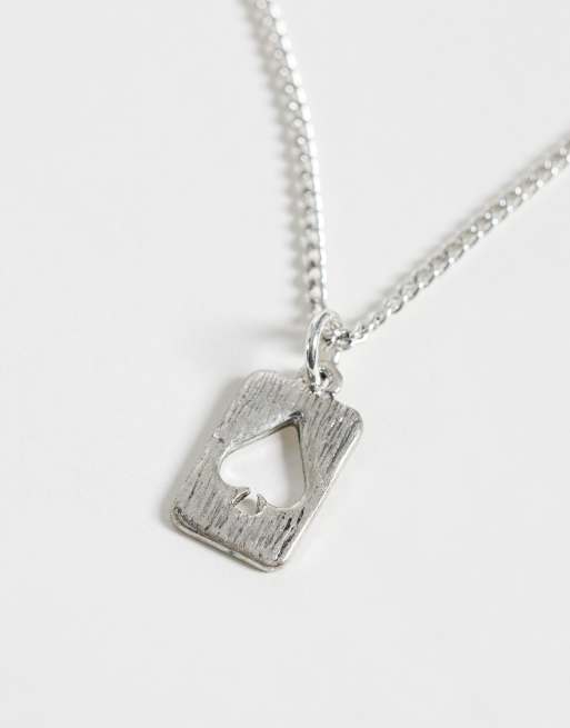 ASOS DESIGN ace of spades playing card pendant necklace in silver, 4 of 4