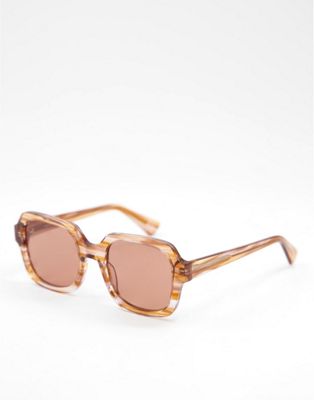 ASOS DESIGN acetate frame 70s square sunglasses in brown