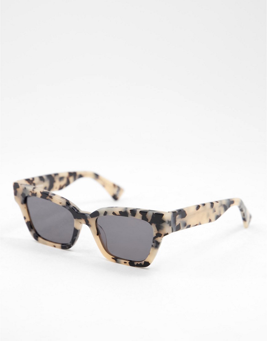 ASOS DESIGN acetate frame cat-eye sunglasses in milky tort-Brown