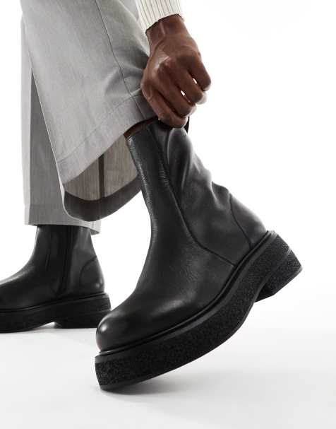 ASOS DESIGN - Achieve - Bottes plates en cuir - Noir - view 1