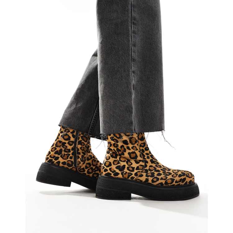 Leopard print boots with studs best sale