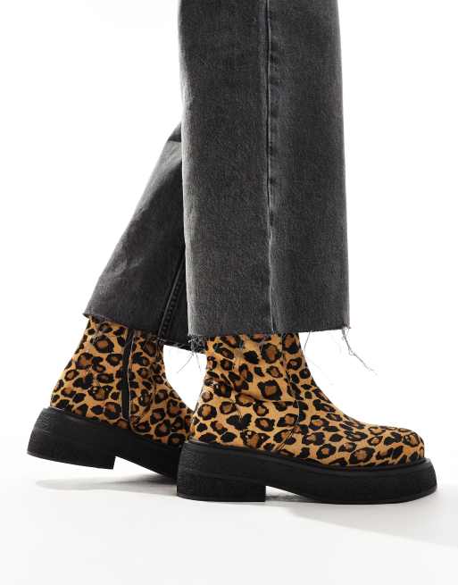 Leopard print leather ankle boots best sale