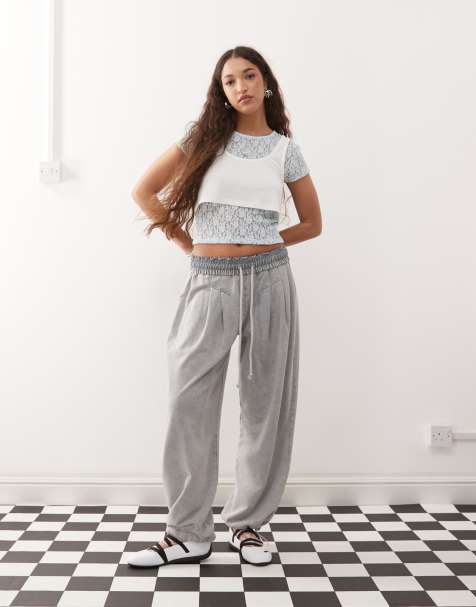 ASOS DESIGN acid wash sweatpants with dart details in gray - view 1