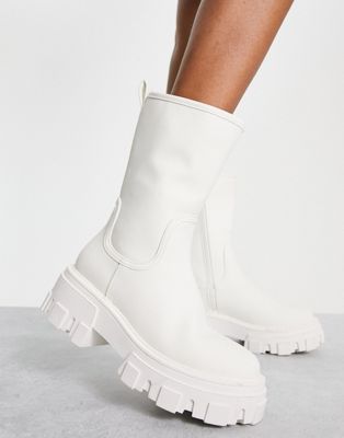 ASOS DESIGN Acton chunky pull on boots in white