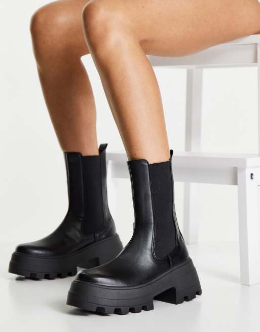 ASOS DESIGN Ada Chelsea boots met dikke zool en brede pasvorm in zwart