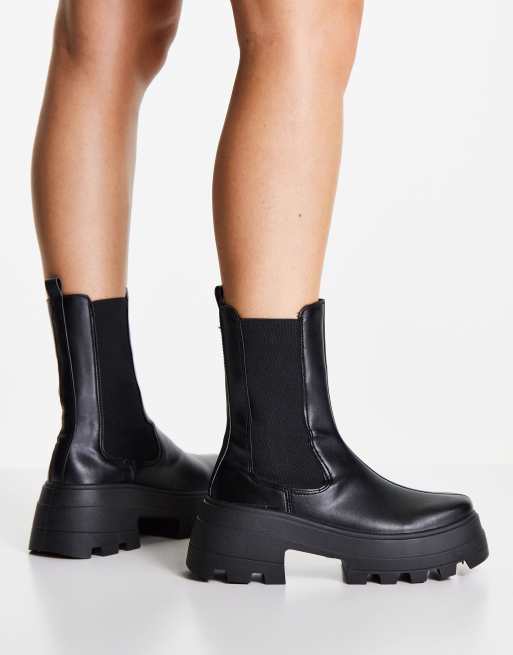 ASOS DESIGN Ada Chelsea Stiefel in Schwarz mit dicker Sohle