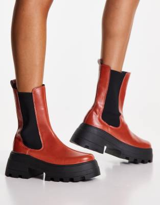 Asos Design Ada Chunky Chelsea Boots In Tanbrown ModeSens