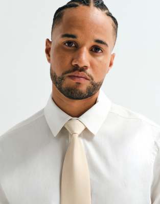 Asos Design Adaptive Hook And Loop Tape Fastener Tie In Neutral