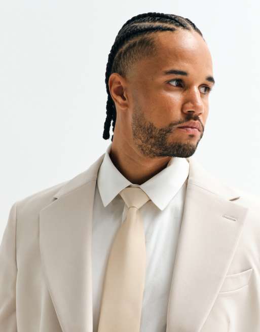 ASOS DESIGN adaptive hook and loop tape fastener tie in neutral, 3 of 5