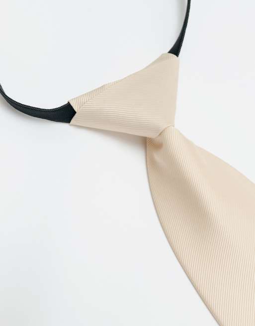 ASOS DESIGN adaptive hook and loop tape fastener tie in neutral, 4 of 5