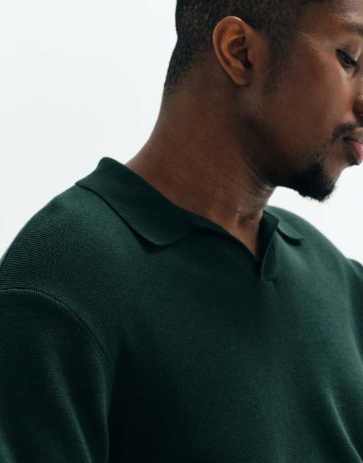 ASOS DESIGN Adaptive knitted long sleeve polo in green, 3 of 10